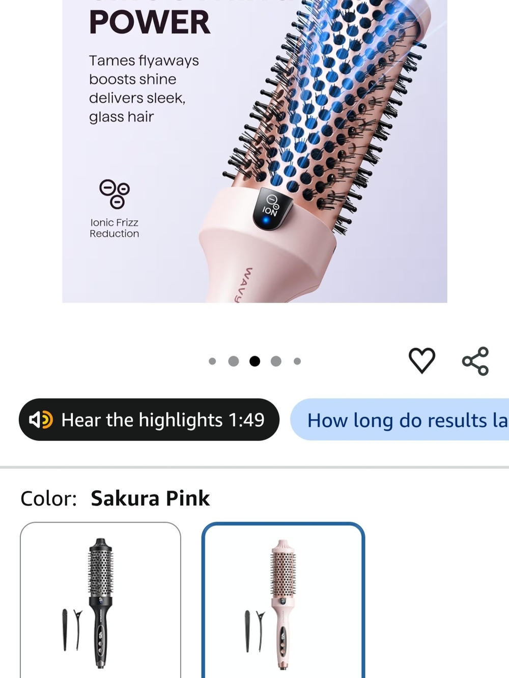 Wavytalk Pink Hot Air Styling Brush with Ion Technology - Picture 11 of 11